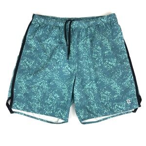 Zelos Men’s Athletic Gym Shorts Blue Pattern Drawstring Waist
